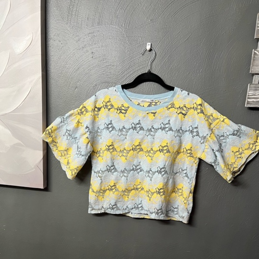 Zara Blue/Yellow Crop Sweater Size Small‎